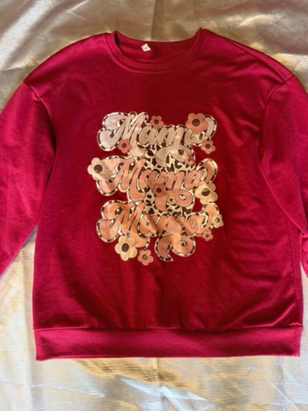 SHEIN Red 'Mama' Floral Graphic Crewneck Sweatshirt